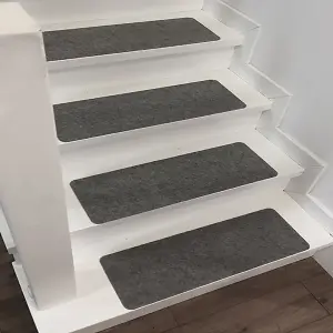 14 Pcs Dark Grey Felt Stair Treads Carpet Anti Slip Rectangular Stair Runner Step Mats