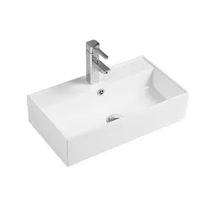 White Stone Alto 550mm L x 550mm W White Ceramic Rectangular Sink with Overflow