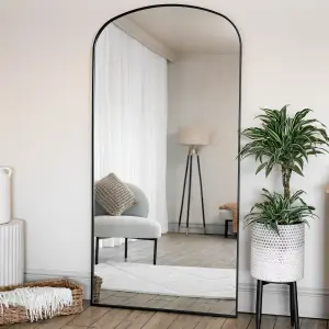 Jobu home - Yoko - Full Length Black Metal Gentle Arch Mirror - 180cm x 90cm