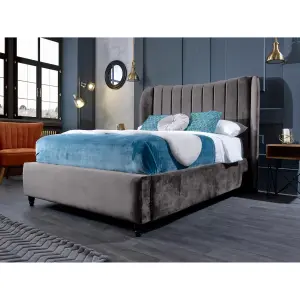 Carli Plush Velvet Silver Bed Frame