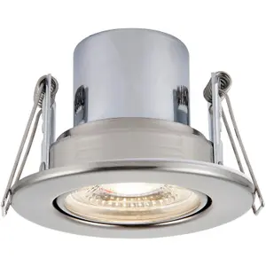 Recessed Tiltable Ceiling Downlight - Dimmable 8.5W Cool White LED Satin Nickel