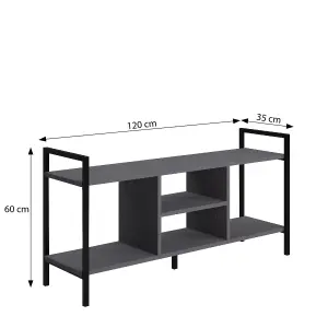 Func TV Stand Cabinet, Modern TV Unit with 4 Shelves, 120 x 35 x 60 cm TV Table for TVs up to 55", Anthracite