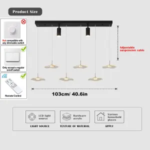 Garwarm 6-Leaf Black Dimmable LED Pendant Light