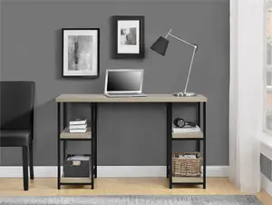 Elmwood double pedestal desk in distressed grey oak