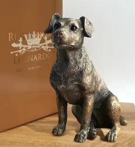 Jack Russell figurine from the Leonardo Reflections Bronzed range, gift boxed.