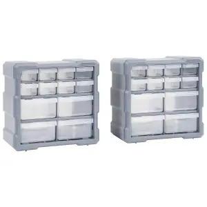 Berkfield Multi-drawer Organisers with 12 Drawers 2 pcs 26.5x16x26 cm