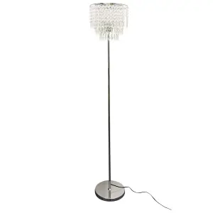 First Choice Lighting Set of 2 Chrome and Acrylic Crystal Jewelled Floor Lamps