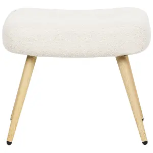 Wingback Chair VEJLE with Footstool Boucle Off-White