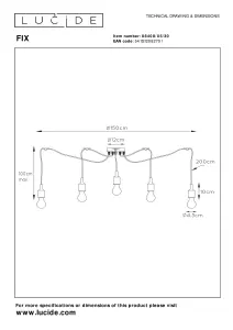 Lucide Fix Modern Cluster Pendant Light - 5xE27 - Black