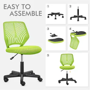 Yaheetech Ergonomic Armless Mesh Office Chair - Green