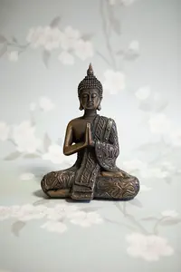 Mystic Thai Buddha Sculpture in Lotus Position Bronze