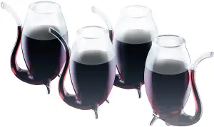 BarCraft Set of 4 Glass Port Sippers