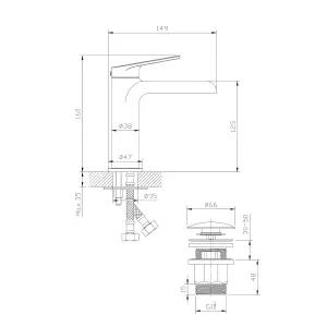 GoodHome Ajeeta Medium Matt Black Round Basin Mixer Tap