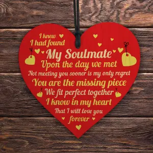 Red Ocean Valentines Gift For Him Her Soulmate Wood Heart Anniversary Present Husband Wife Gifts