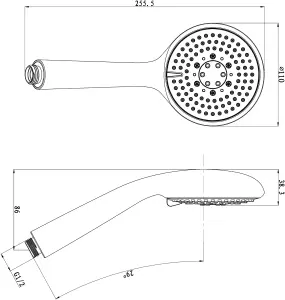 GoodHome Cavally White Chrome effect 3-spray pattern Shower head