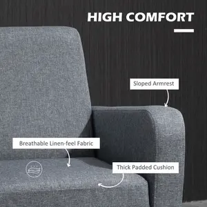 HOMCOM Modern Armchair Accent Chair with Rubber Wood Legs for Bedroom Grey