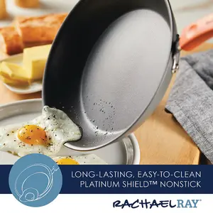 Rachel Ray Classic Brights Black Round Hard Anodised Aluminium Dishwasher Safe Cookware Set Pack of 10