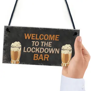 Red Ocean The LOCKDOWN Bar Funny Quarantine Plaques Novelty Home Bar Sign Man Cave Gifts