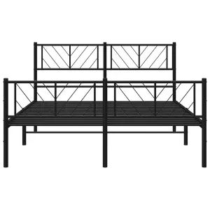 Berkfield Metal Bed Frame with Headboard and Footboard Black 135x190 cm