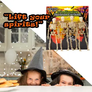 Halloween Hanging Skeletons Decoration Trick or Treat Party Set of 4 White