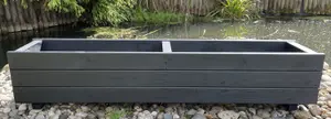 Large Wooden Black Trough Planter Garden Rectangular Window Box Fully Assembled 1100mm