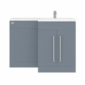 Rinse Bathrooms 1100mm RH Vanity Unit with Basin and Back to Wall Unit Bathroom Storage Unit Free Standing Gloss Grey