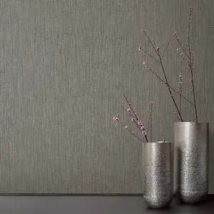 Galerie Eden Collection Dark Grey Linen Effect Wallpaper Roll