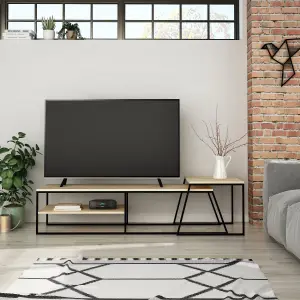 Decortie Pal Modern TV Unit Multimedia Centre Oak with Storage TV Cabinet 163cm