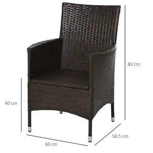 Outsunny 2 Pieces Outdoor Rattan Armchair Garden Dining Chair Set Coffee