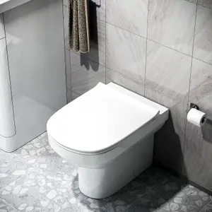 Nes Home Modern Stylish Bathroom Back to Wall Toilet with Soft Close Seat White