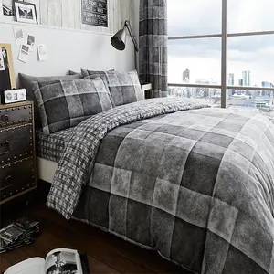 GC GAVENO CAVAILIA Denimium Grey Duvet Cover Bedding Set king Size 3PC with reversible printed Quilt Cover