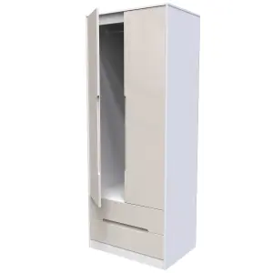 Turin 2 Door 2 Drawer Wardrobe in Kashmir Gloss & White (Ready Assembled)