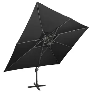 Berkfield Cantilever Umbrella with Double Top Black 400x300 cm