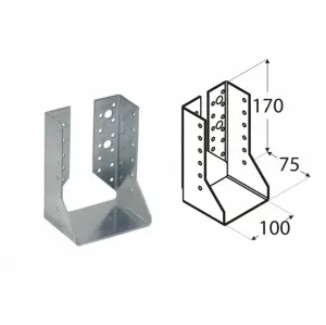 Single Premium Heavy Duty Galvanised Concealed Joist Hanger 100x170mm