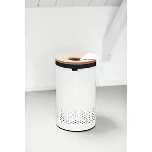 Brabantia Cork Lid Laundry Bin 60 Litre White