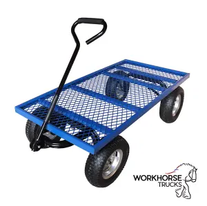 Workhorse Trucks General Purpose Heavy-Duty Platform Truck With A Mesh Base, Pneumatic Wheels, Loop Handle, 450kg Capacity