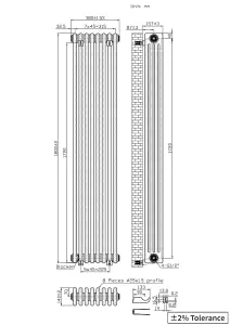 Right Radiators 1800x380 mm Vertical Traditional 4 Column Cast Iron Style Radiator White