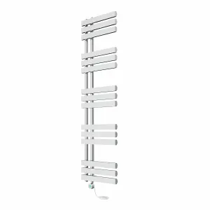 Rinse Bathrooms Designer Electric Thermostatic Heated Towel Rail D Shape Bathroom Ladder Style Radiator Warmer 1600x450mm Chrome