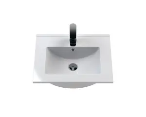 Retro 2 Door Floor Standing Vanity Unit with Minimalist 1 Tap Hole Ceramic Basin - 500mm - Satin Green - Balterley