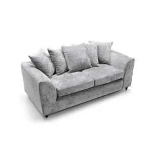 Harriet Crushed Chenille 3 Seater Sofa in Light Grey