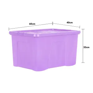 Wham Crystal Sparkle 5x 60L Plastic Storage Boxes with Lids Sparkle Lavender (Purple). Large Size, Strong (Pack of 5, 60 Litre)