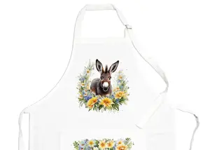 Purely Home Farm Animals & Flowers Donkey Foal Apron - Floral Gifts for Her - Cooking & Baking