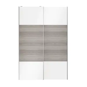 Atomia Panelled Grey & white oak effect High gloss 2 door Sliding Wardrobe Door kit (H)2250mm (W)1500mm