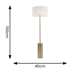 ValueLights Lexy Antique Brass Rotary Dimmer Switch Floor Lamp with Cream Boucle Shade