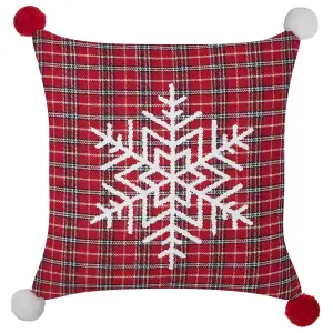 Set of 2 Cushions LONICERA 45 x 45 cm Checked Red