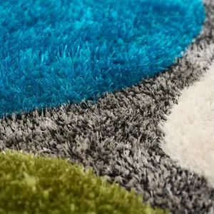 Blue and Green 3D Pebbles Shaggy Rug - Hawaii