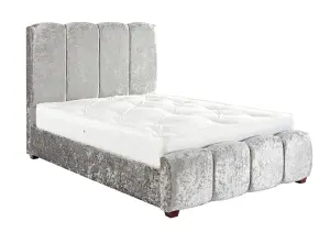 DS Living Chloe Panel Luxury Crushed Velvet Upholtered Bed Frame Bling Pewter