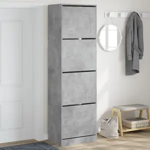 Berkfield Shoe Cabinet with 4 Flip-Drawers Concrete Grey 60x42x204 cm