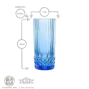 Bormioli Rocco - America '20s Highball Glasses - 490ml - Sapphire Blue - Pack of 6