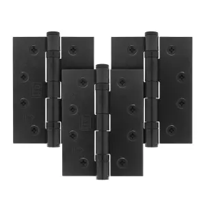 AFIT Matt Black Door Hinges - 4 Inch / 102mm  Internal Fire Door Hinges - 1.5 Pairs